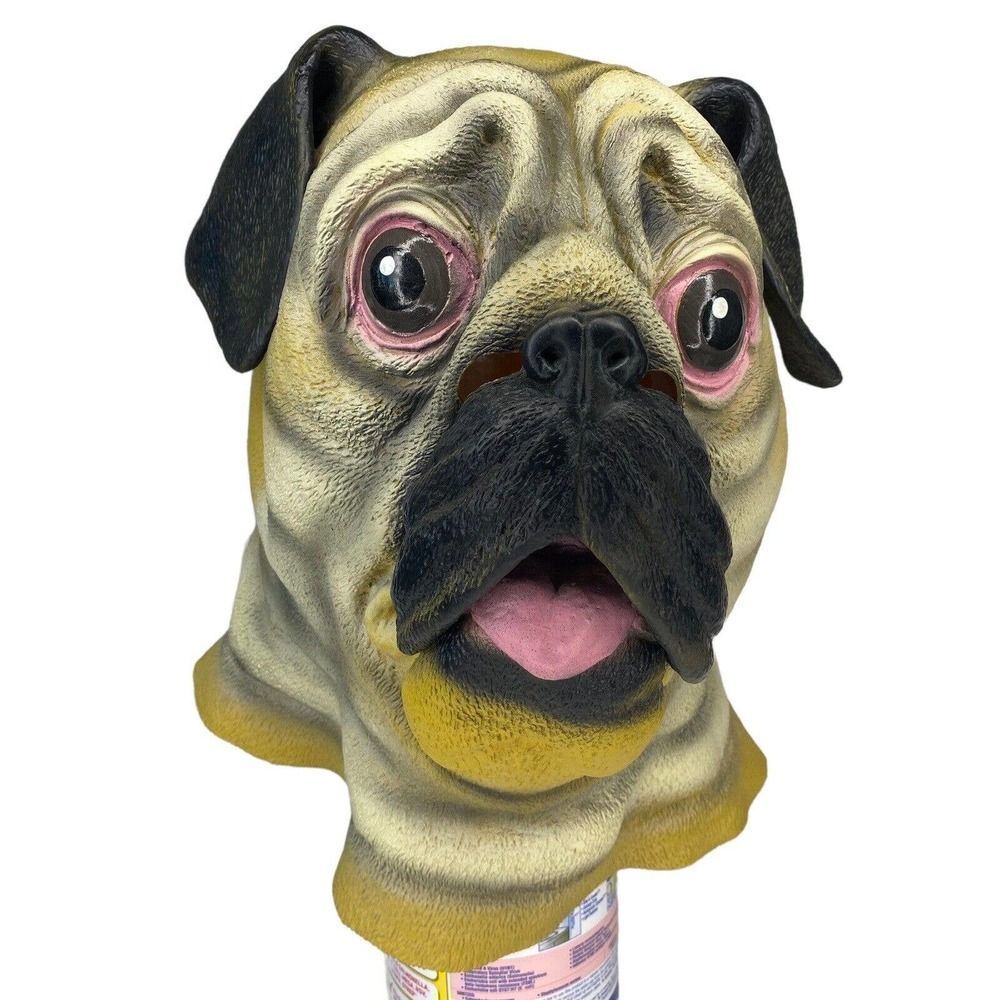 Pug Halloween Mask Accoutrements Latex Realistic Costume Dog Pull Over Funny